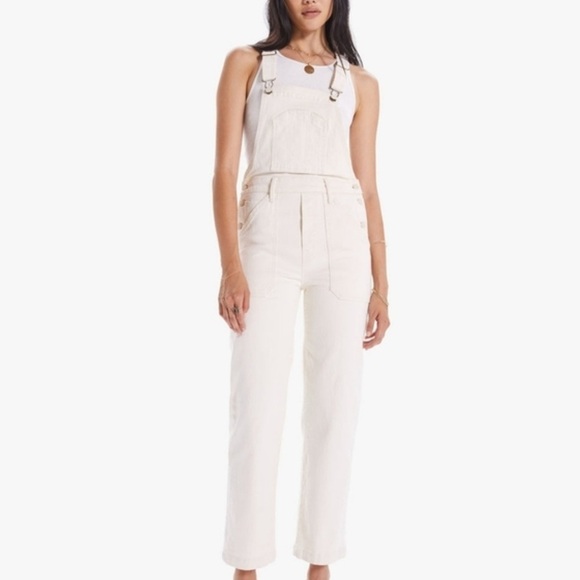 MOTHER Superior Overalls | Cream | Large | Wide Leg Denim - Picture 3 of 16